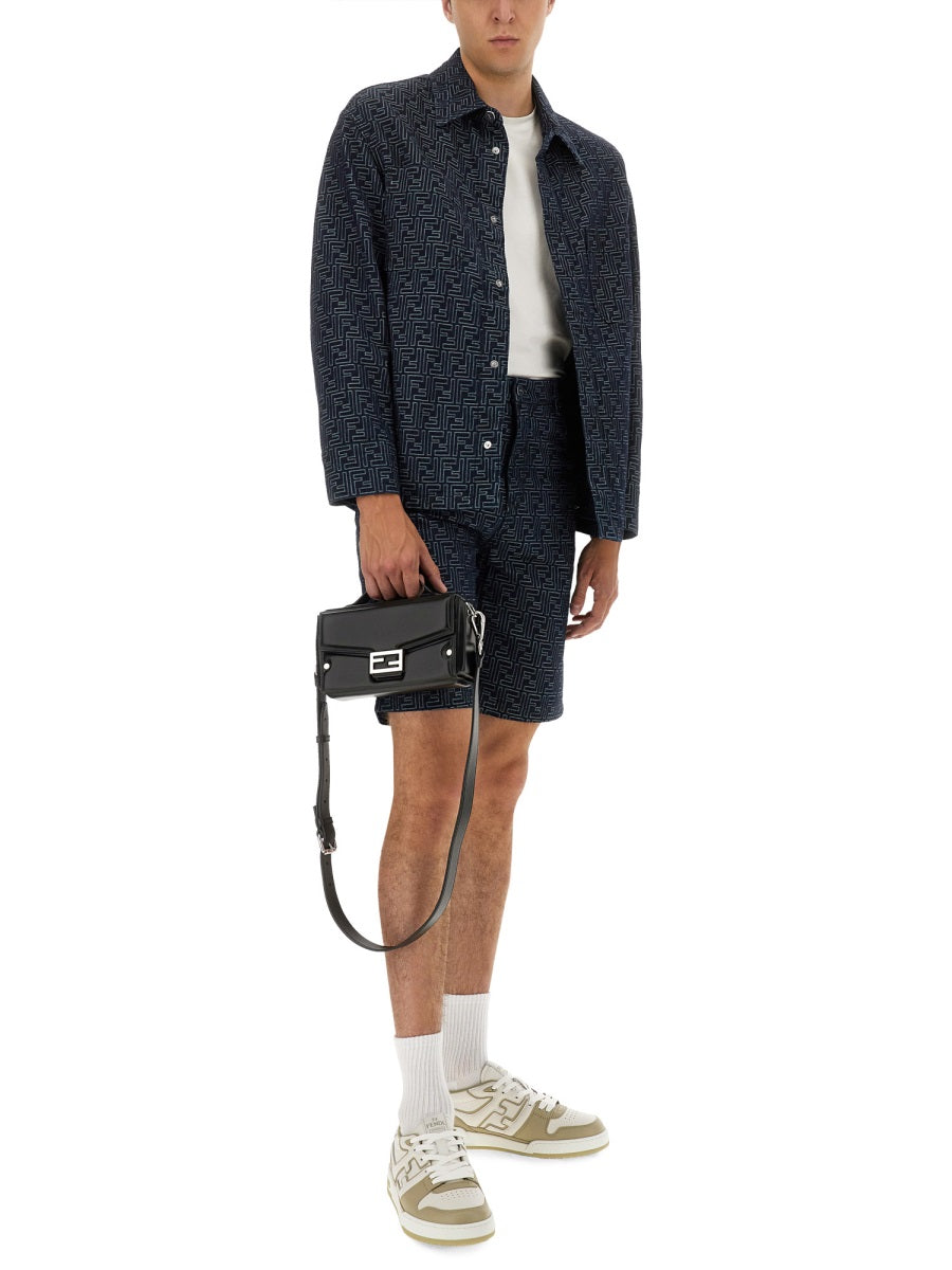 Fendi Men Ff Jacquard Denim Shorts FENDI