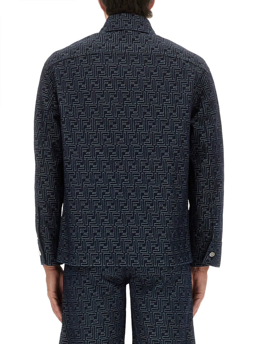 Fendi Men Ff Jacquard Denim Shirt FENDI