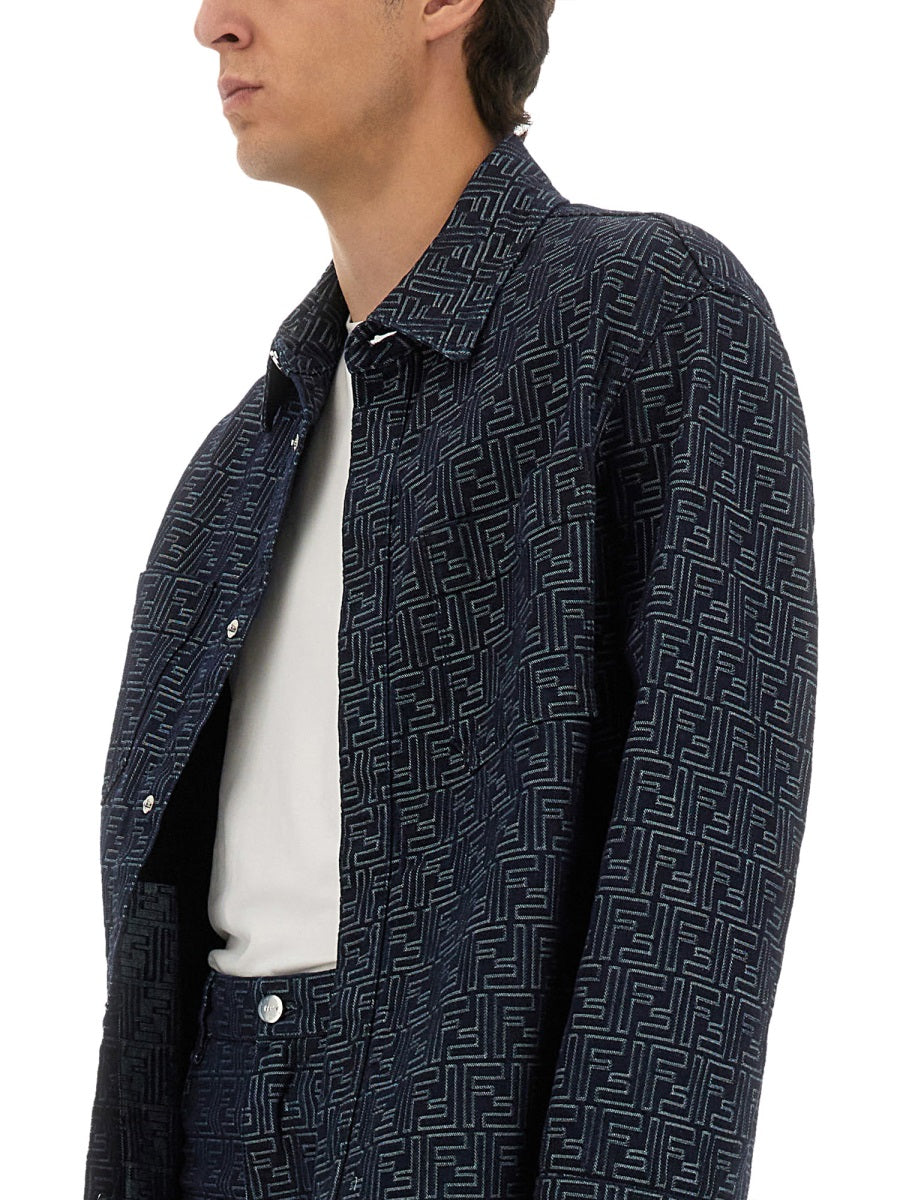 Fendi Men Ff Jacquard Denim Shirt FENDI