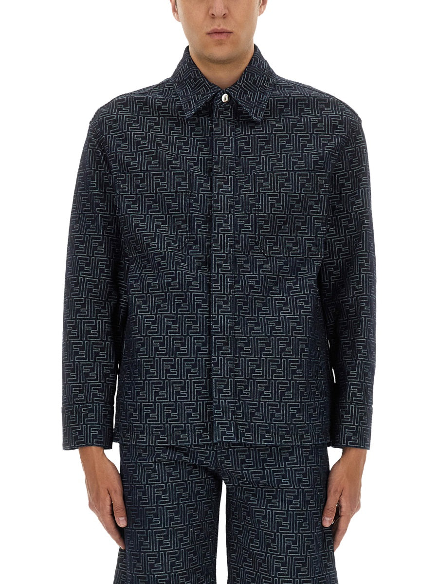 Fendi Men Ff Jacquard Denim Shirt FENDI