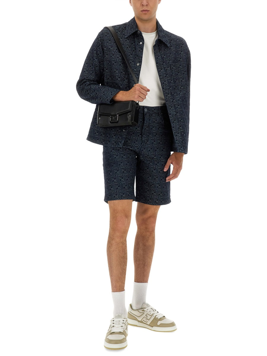 Fendi Men Ff Jacquard Denim Shirt FENDI