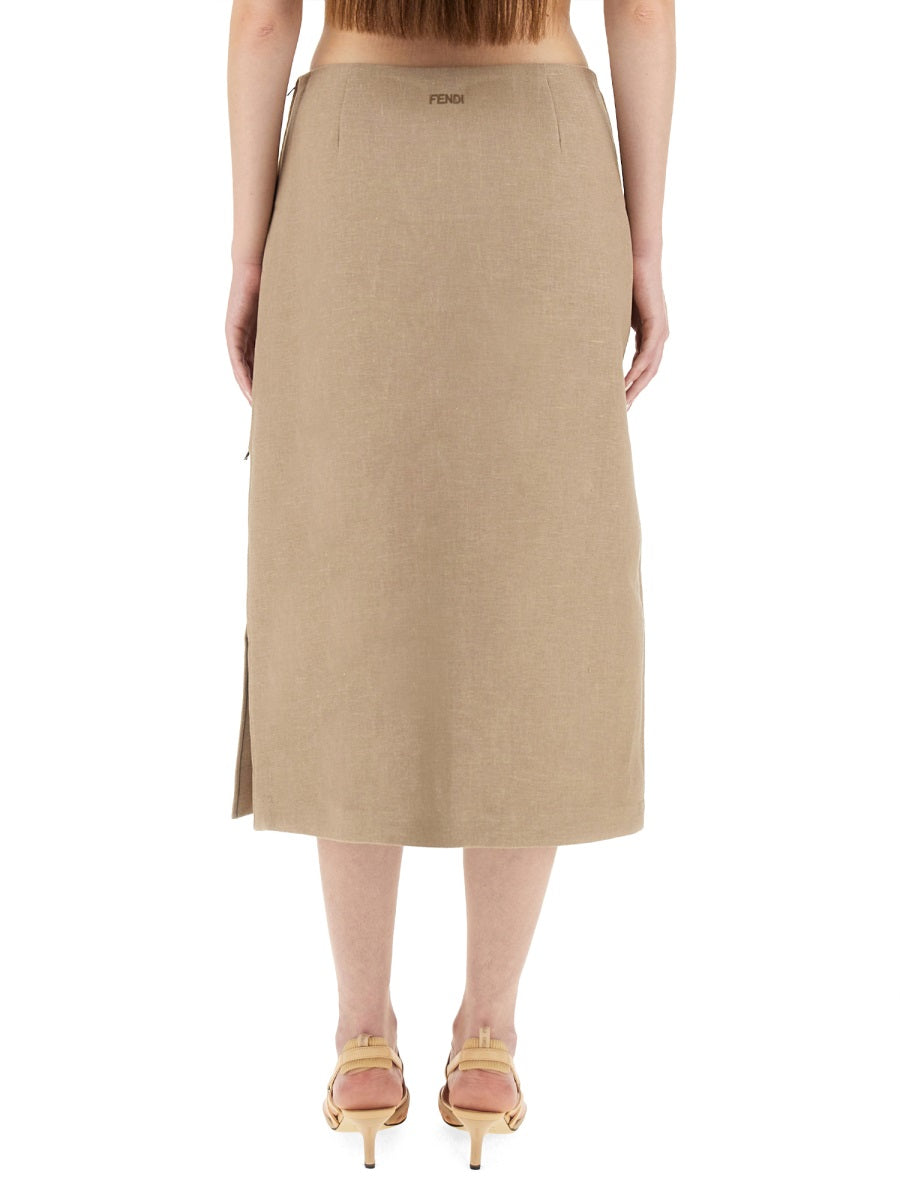 Fendi Women Waxed Linen Skirt FENDI