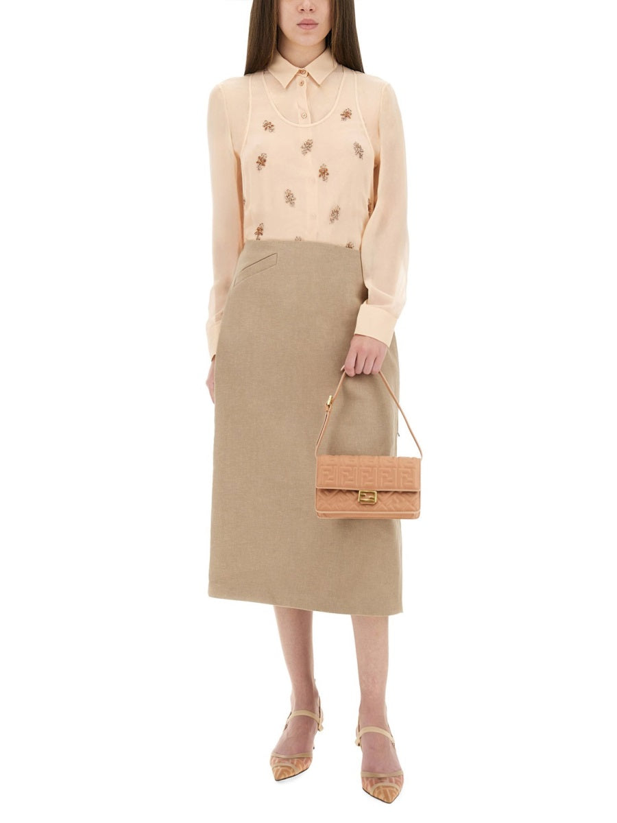 Fendi Women Waxed Linen Skirt FENDI