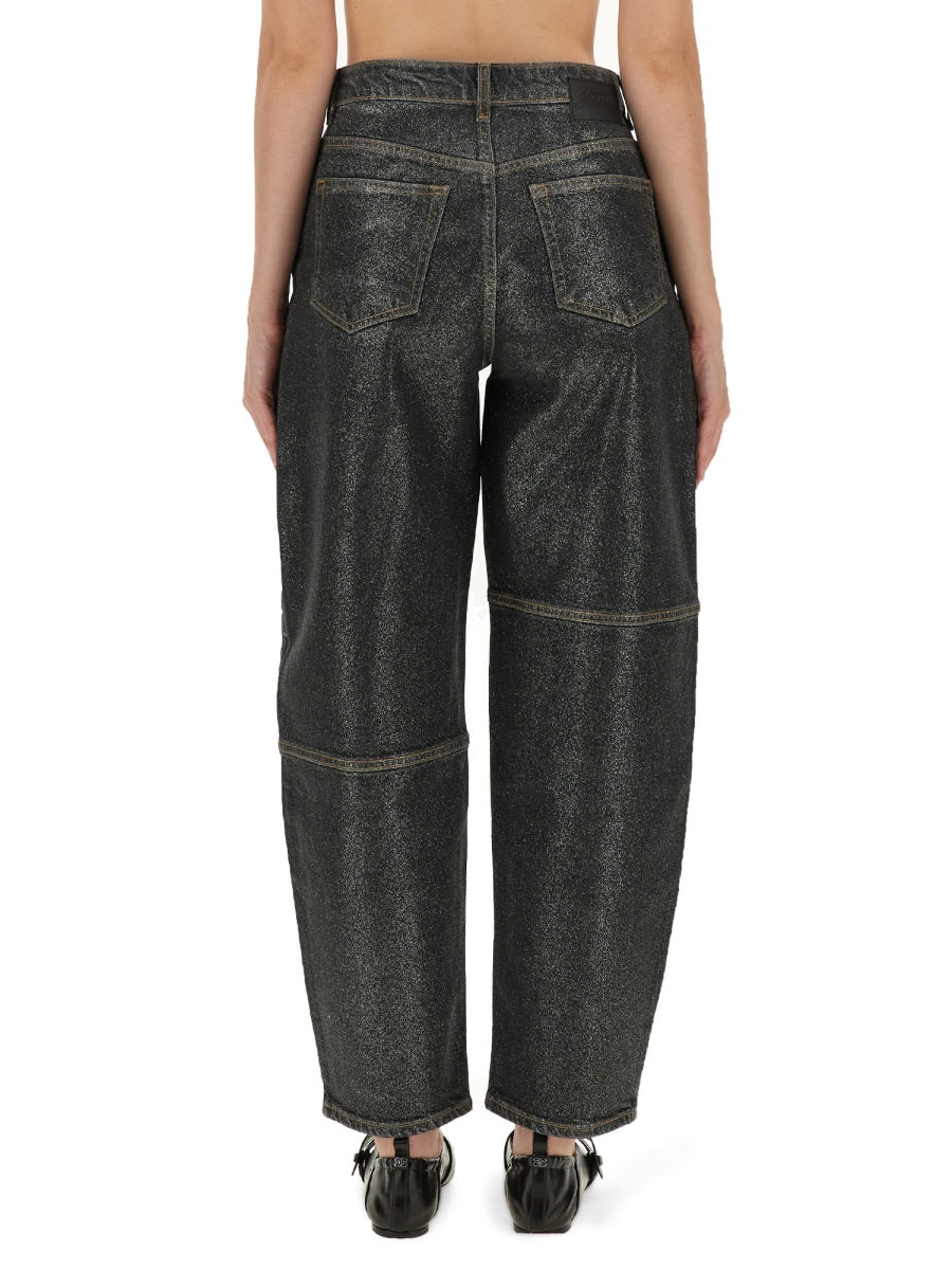 Ganni Women "Stary" Jeans In Sparkling Foil GANNI