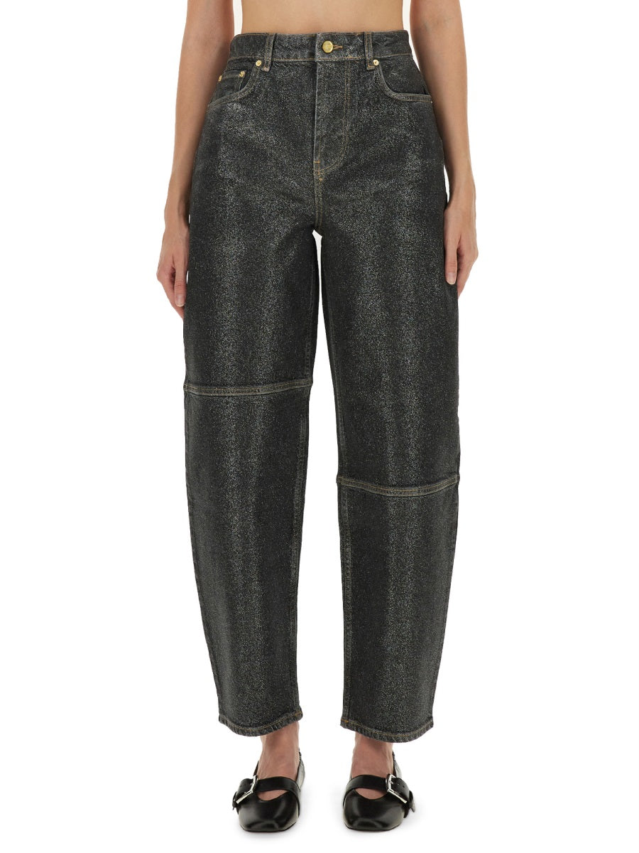 Ganni Women "Stary" Jeans In Sparkling Foil GANNI