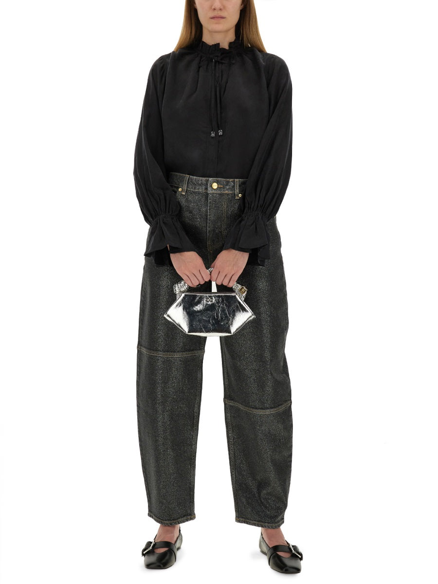 Ganni Women "Stary" Jeans In Sparkling Foil GANNI