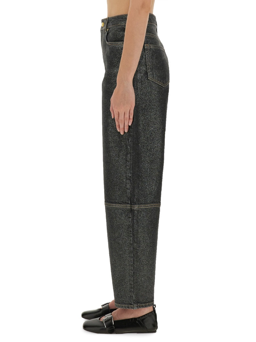 Ganni Women "Stary" Jeans In Sparkling Foil GANNI