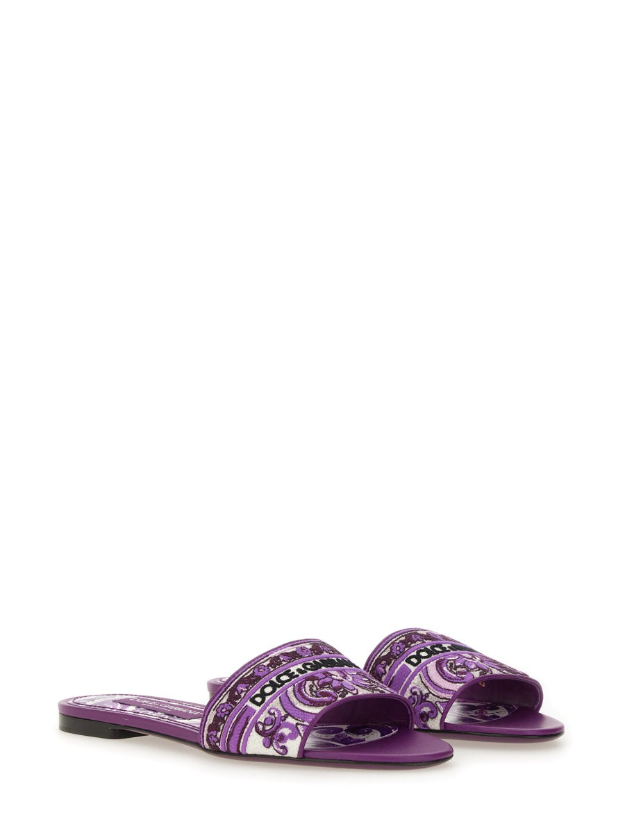 Dolce & Gabbana Women Slide Sandal With Embroidery DOLCE & GABBANA