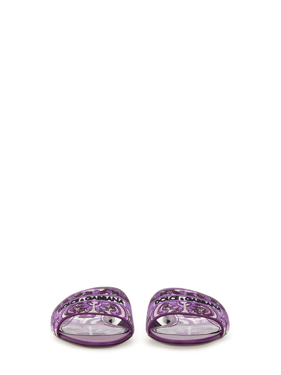 Dolce & Gabbana Women Slide Sandal With Embroidery DOLCE & GABBANA