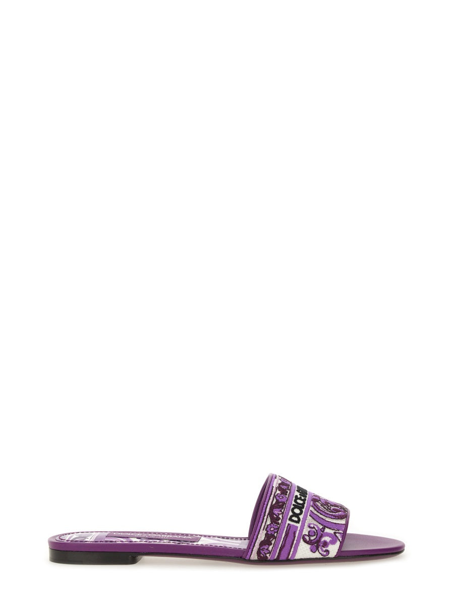 Dolce & Gabbana Women Slide Sandal With Embroidery DOLCE & GABBANA