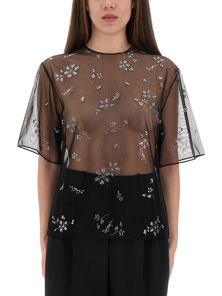 Rabanne Women Transparent Top With Applications PACO RABANNE