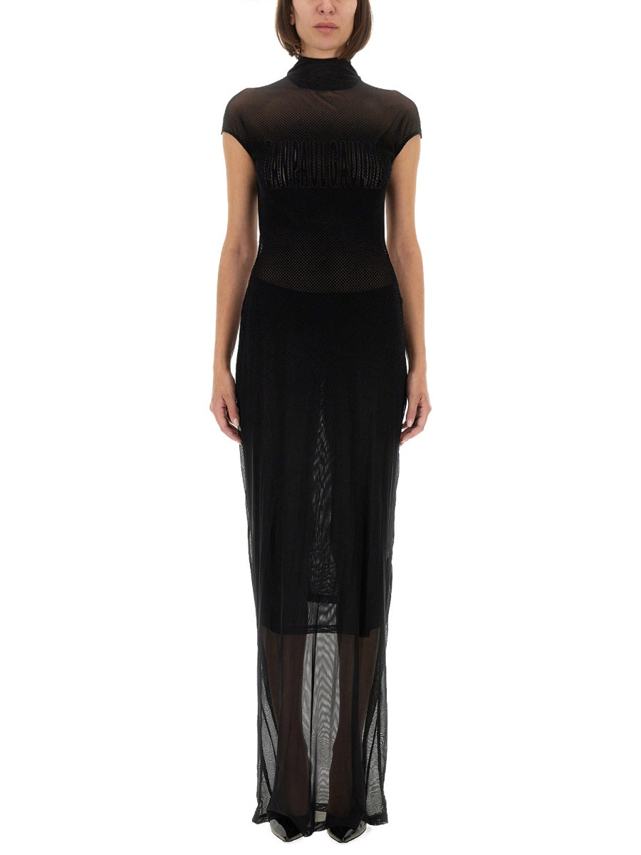 Jean Paul Gaultier Women Mesh Dress With Flocked Logo JEAN PAUL GAULTIER