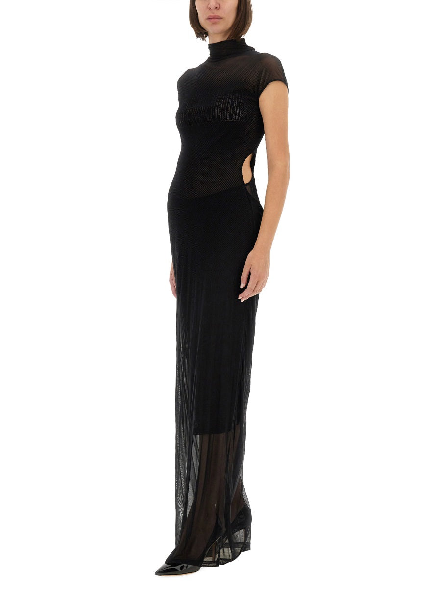 Jean Paul Gaultier Women Mesh Dress With Flocked Logo JEAN PAUL GAULTIER