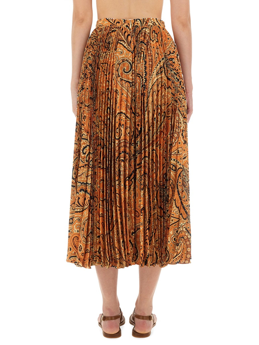 Etro Women Pleated Sablé Skirt With Print ETRO