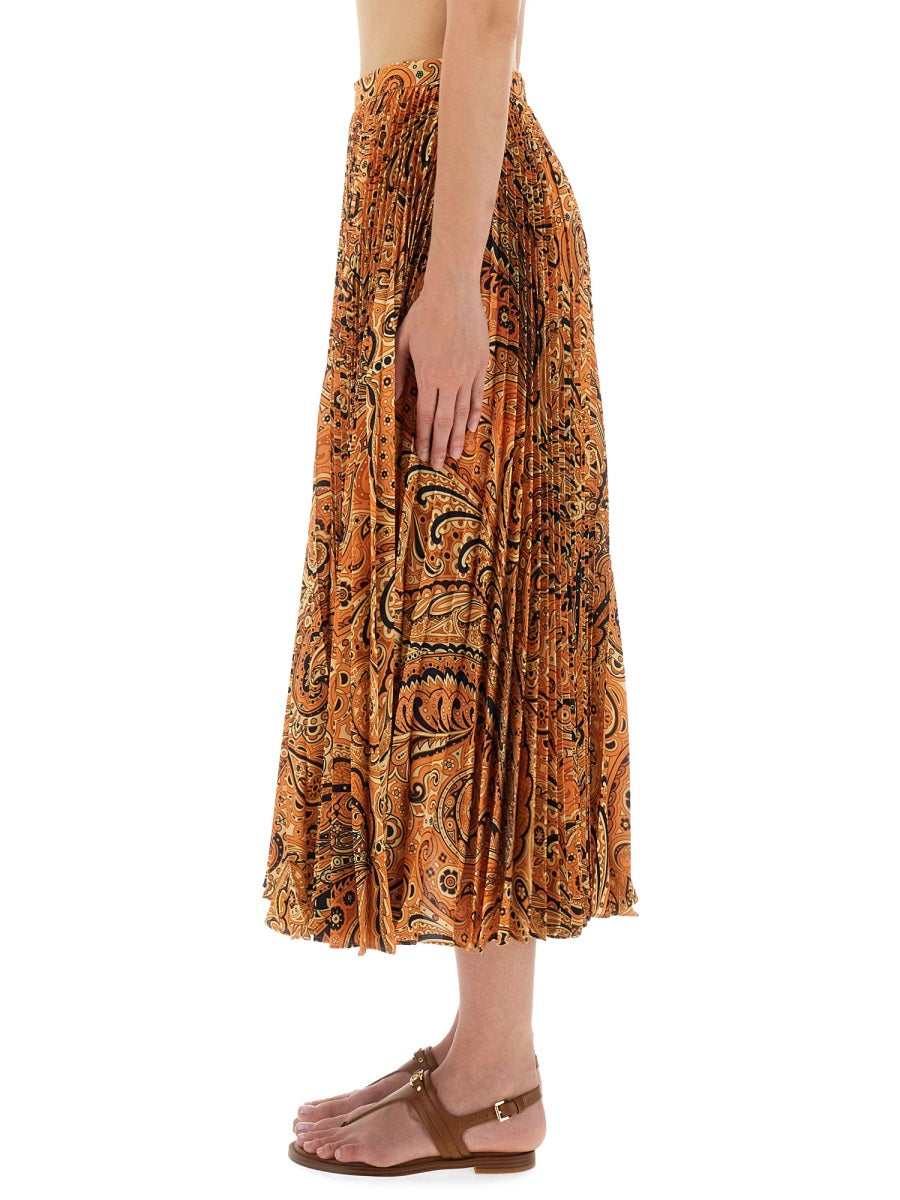 Etro Women Pleated Sablé Skirt With Print ETRO