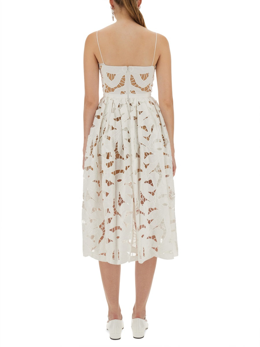 Self-Portrait Women Embroidered Midi Dress With Bow SELF-PORTRAIT