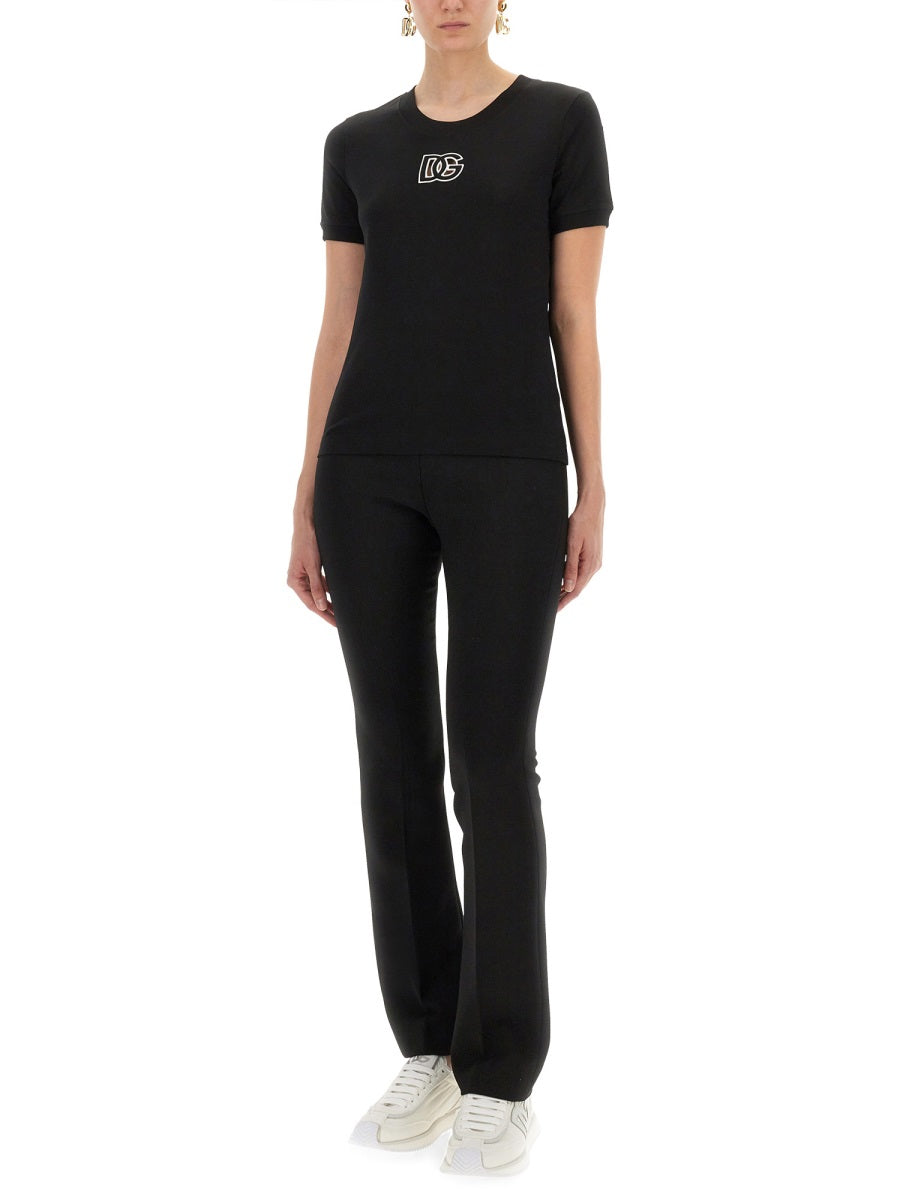 Dolce & Gabbana Women Jersey T-Shirt With Dg Logo Embroidery DOLCE & GABBANA