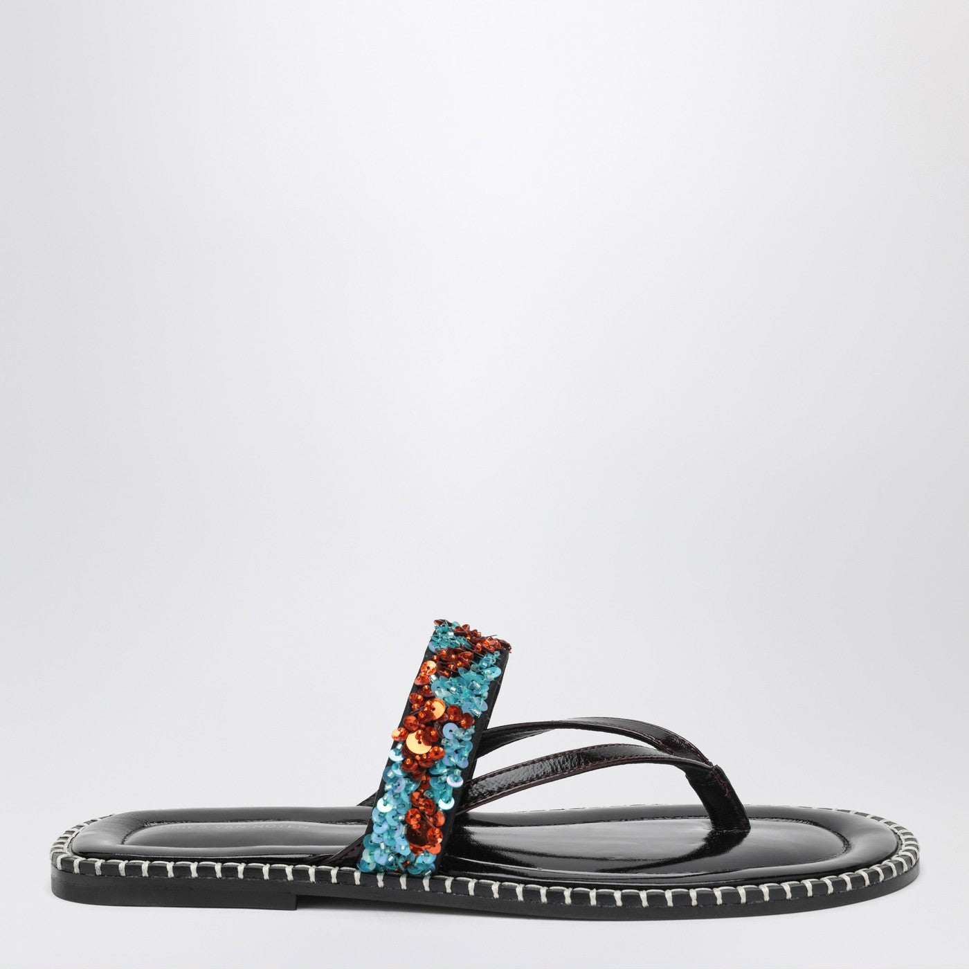 Dries Van Noten Black Thong Slip-On Sandals With Sequins Women DRIES VAN NOTEN