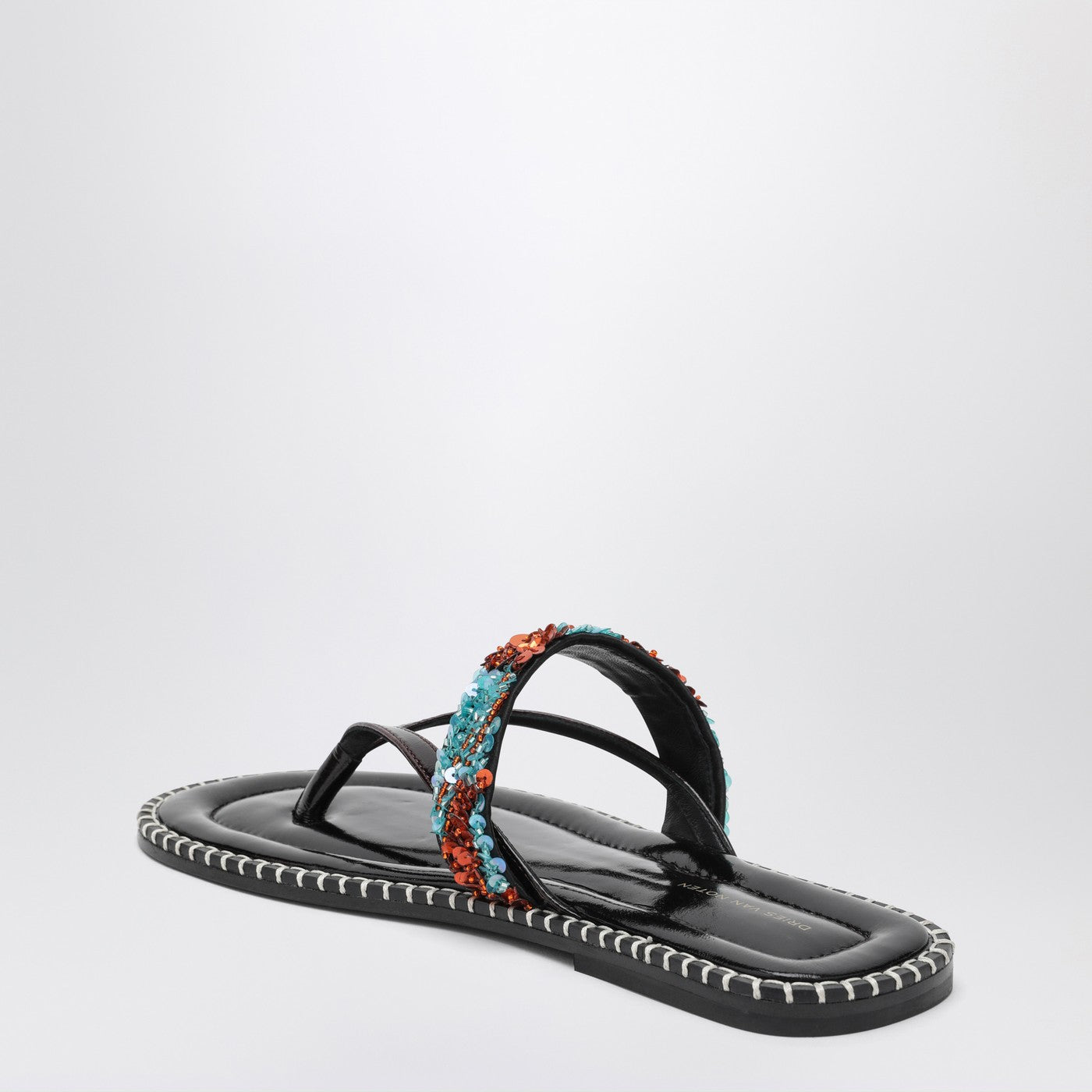 Dries Van Noten Black Thong Slip-On Sandals With Sequins Women DRIES VAN NOTEN