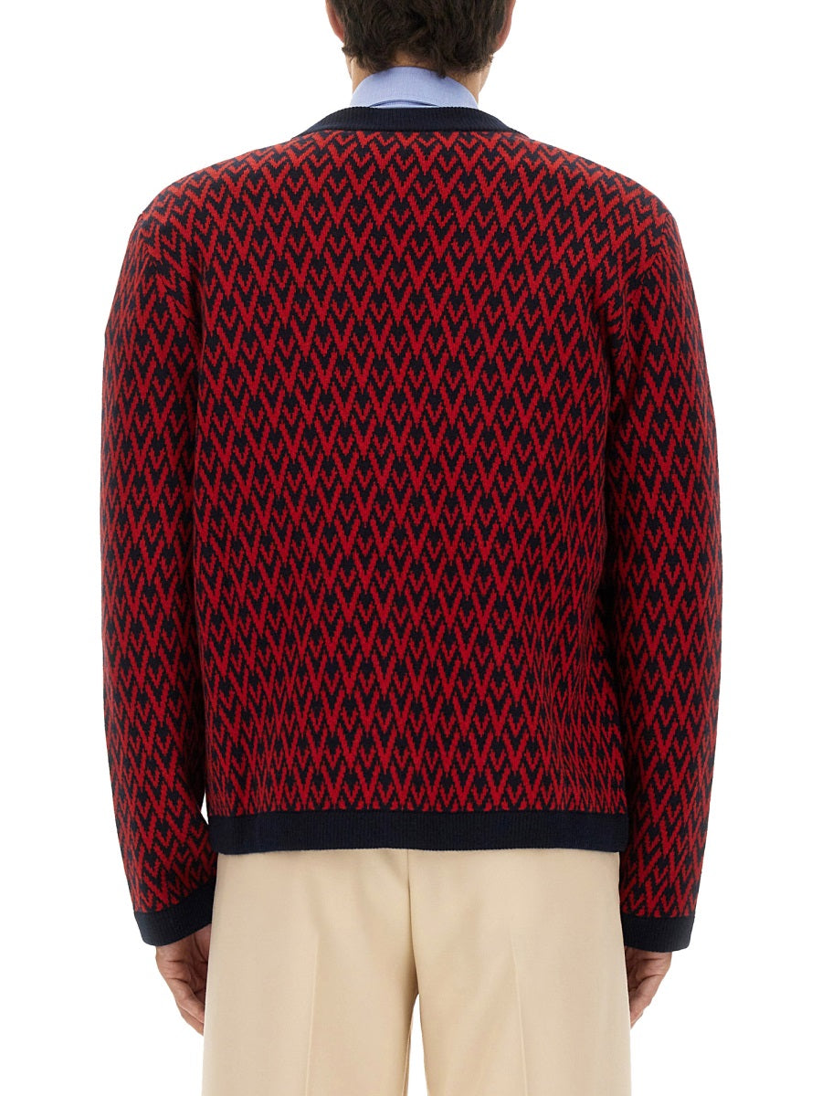 Valentino Men Cardigan With "Toute La V" Pattern VALENTINO