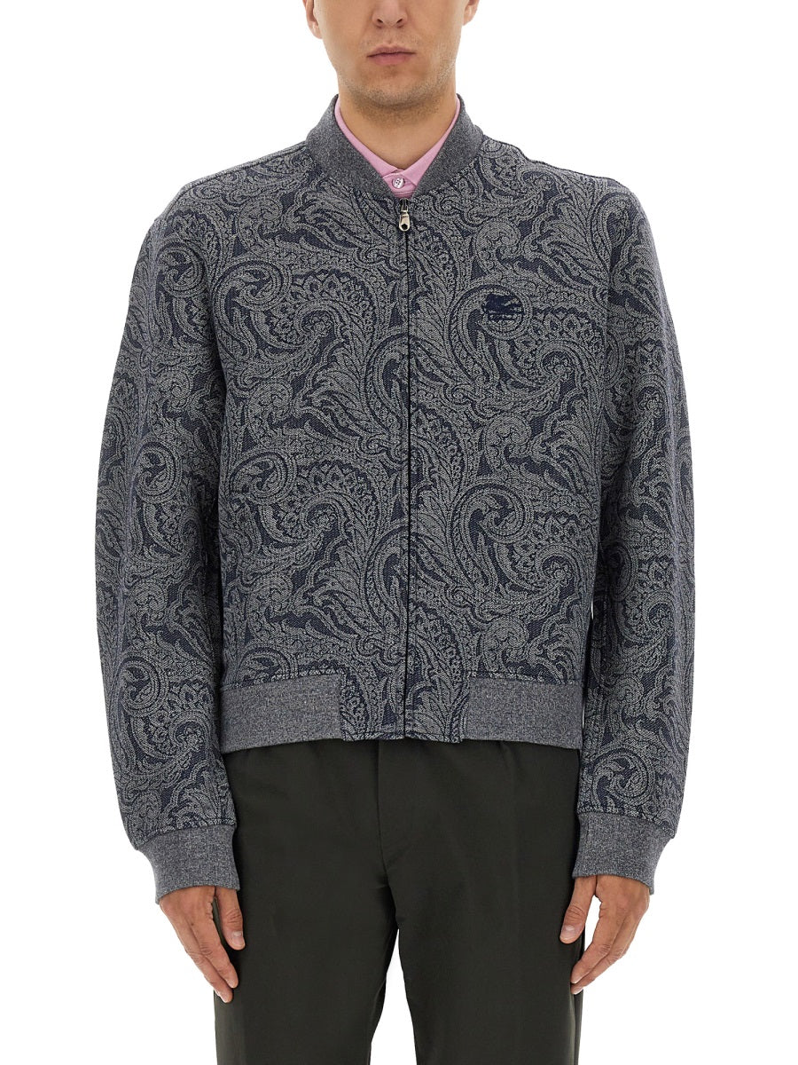 Etro Men Jacquard Bomber Jacket With Logo ETRO