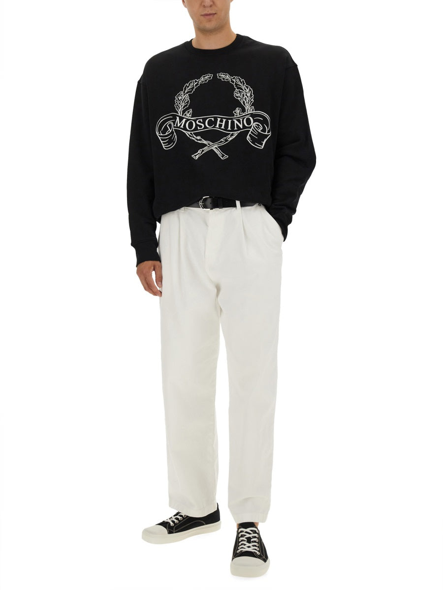 Moschino Men Sweatshirt With Laurel Crown Logo Embroidery MOSCHINO