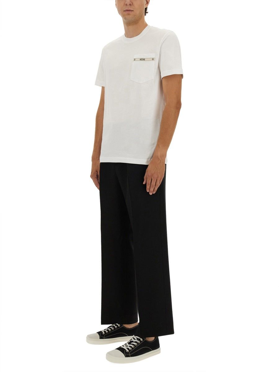 Moschino Men T-Shirt With Logo Ribbon MOSCHINO