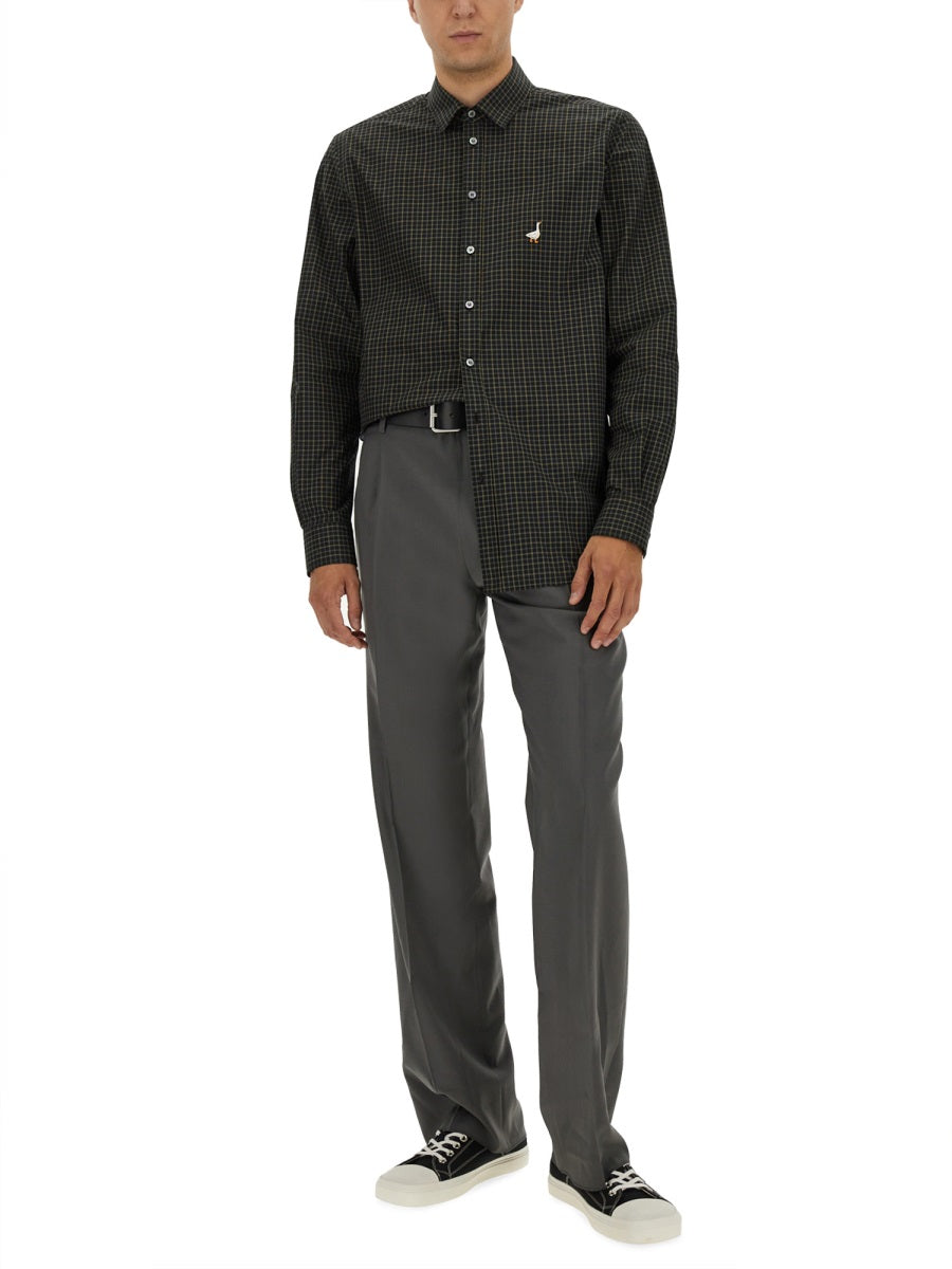 Moschino Men Shirt With Goose Embroidery MOSCHINO