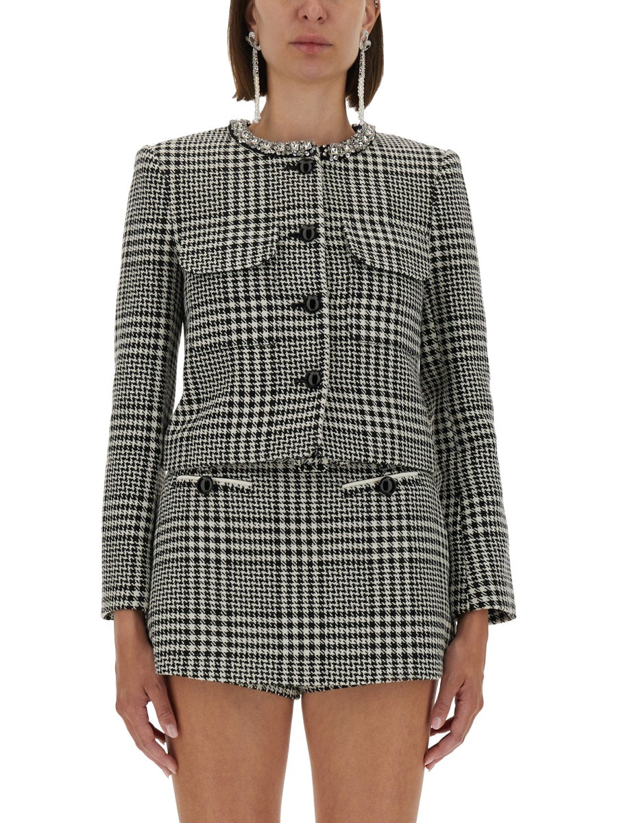 Self-Portrait Women Houndstooth Jacket With Crystals SELF-PORTRAIT