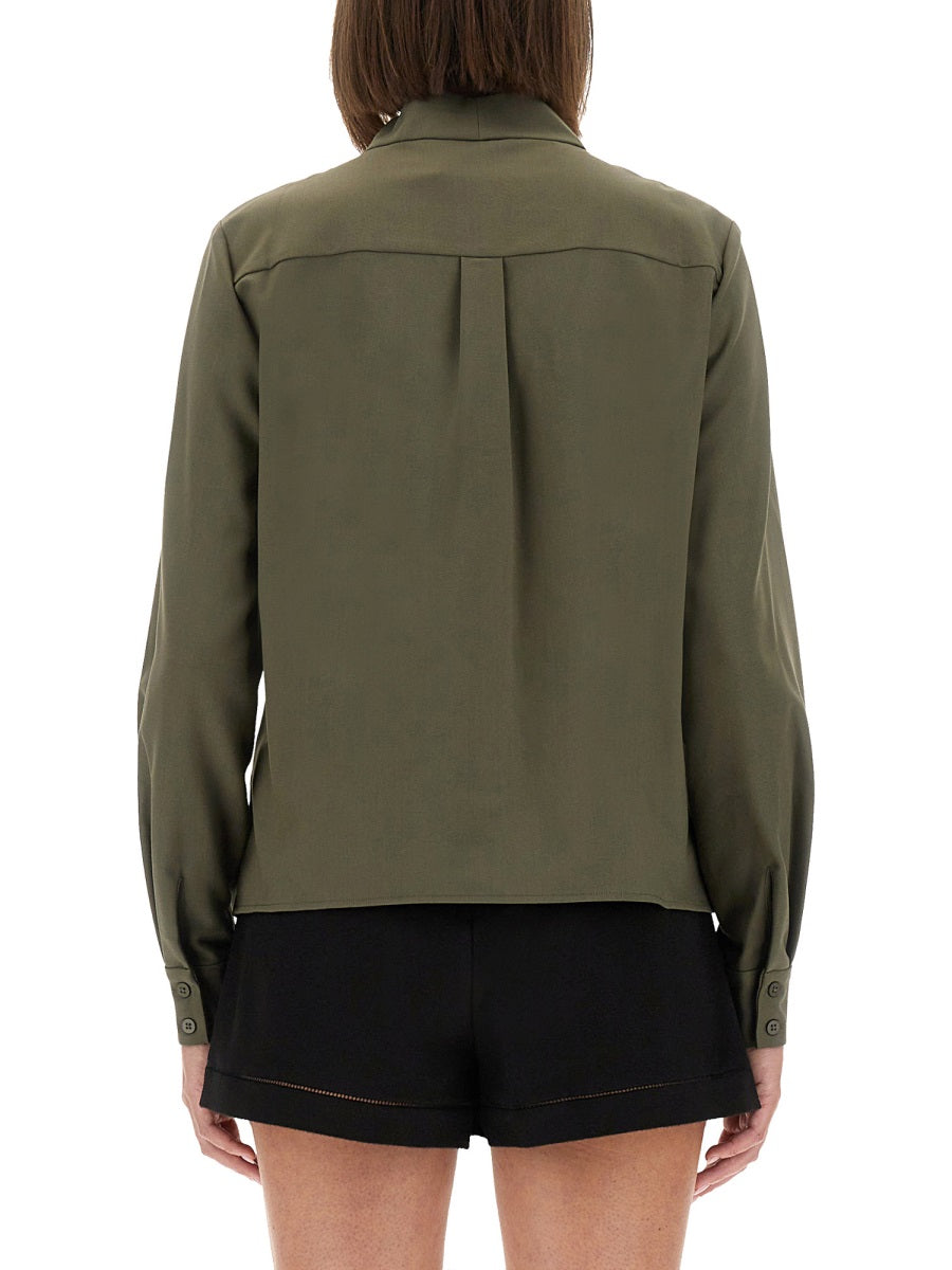Self-Portrait Women Twill Shirt With Bow SELF-PORTRAIT