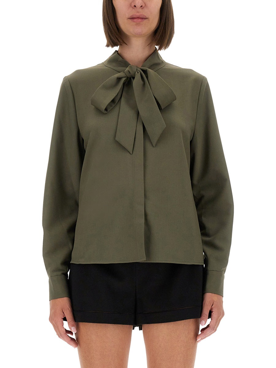 Self-Portrait Women Twill Shirt With Bow SELF-PORTRAIT