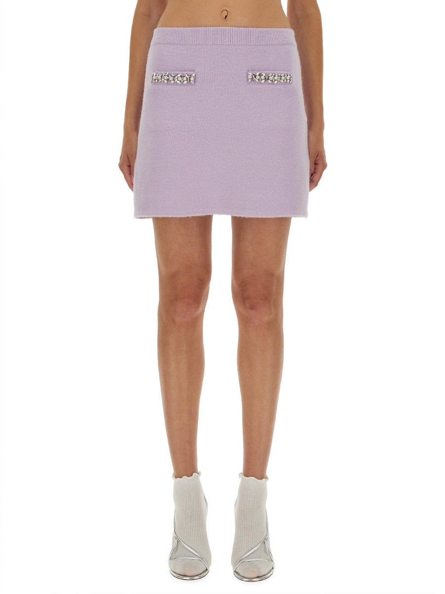 Self-Portrait Women Knit Skirt With Crystals SELF-PORTRAIT