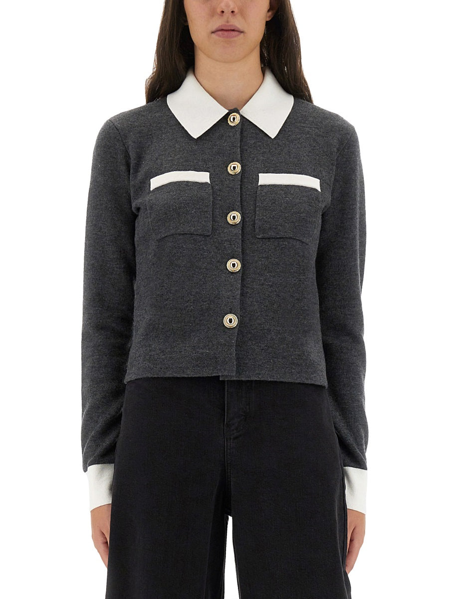 Self-Portrait Women Cardigan With Contrasting Collar SELF-PORTRAIT