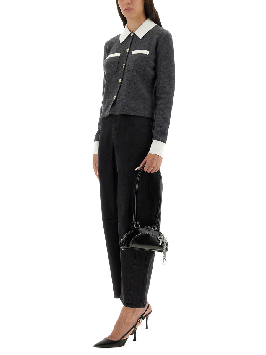 Self-Portrait Women Cardigan With Contrasting Collar SELF-PORTRAIT