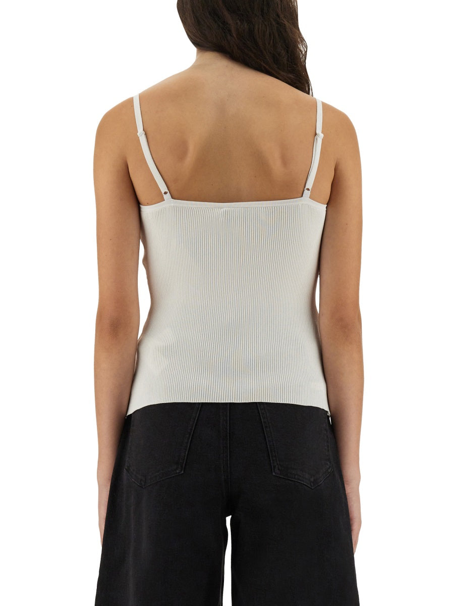 Self-Portrait Women Ribbed Knit Top With Lace SELF-PORTRAIT