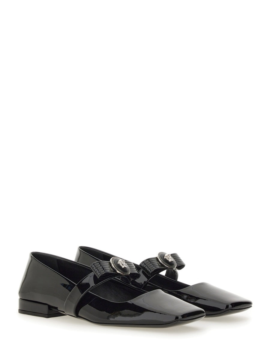 Versace Women Patent Leather Ballerina "Gianni Ribbon" VERSACE