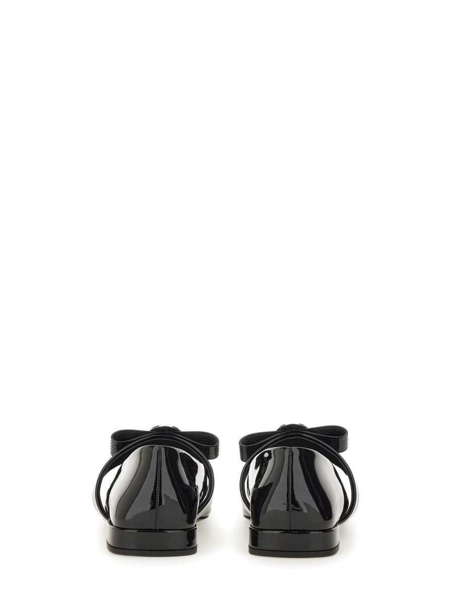 Versace Women Patent Leather Ballerina "Gianni Ribbon" VERSACE