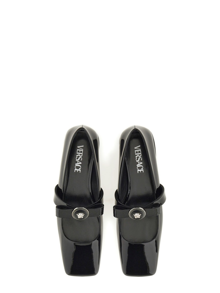 Versace Women Patent Leather Ballerina "Gianni Ribbon" VERSACE