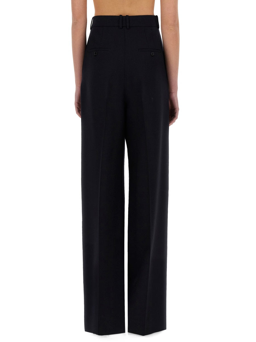 Saint Laurent Women Wide-Leg Pants In Grain De Poudre SAINT LAURENT