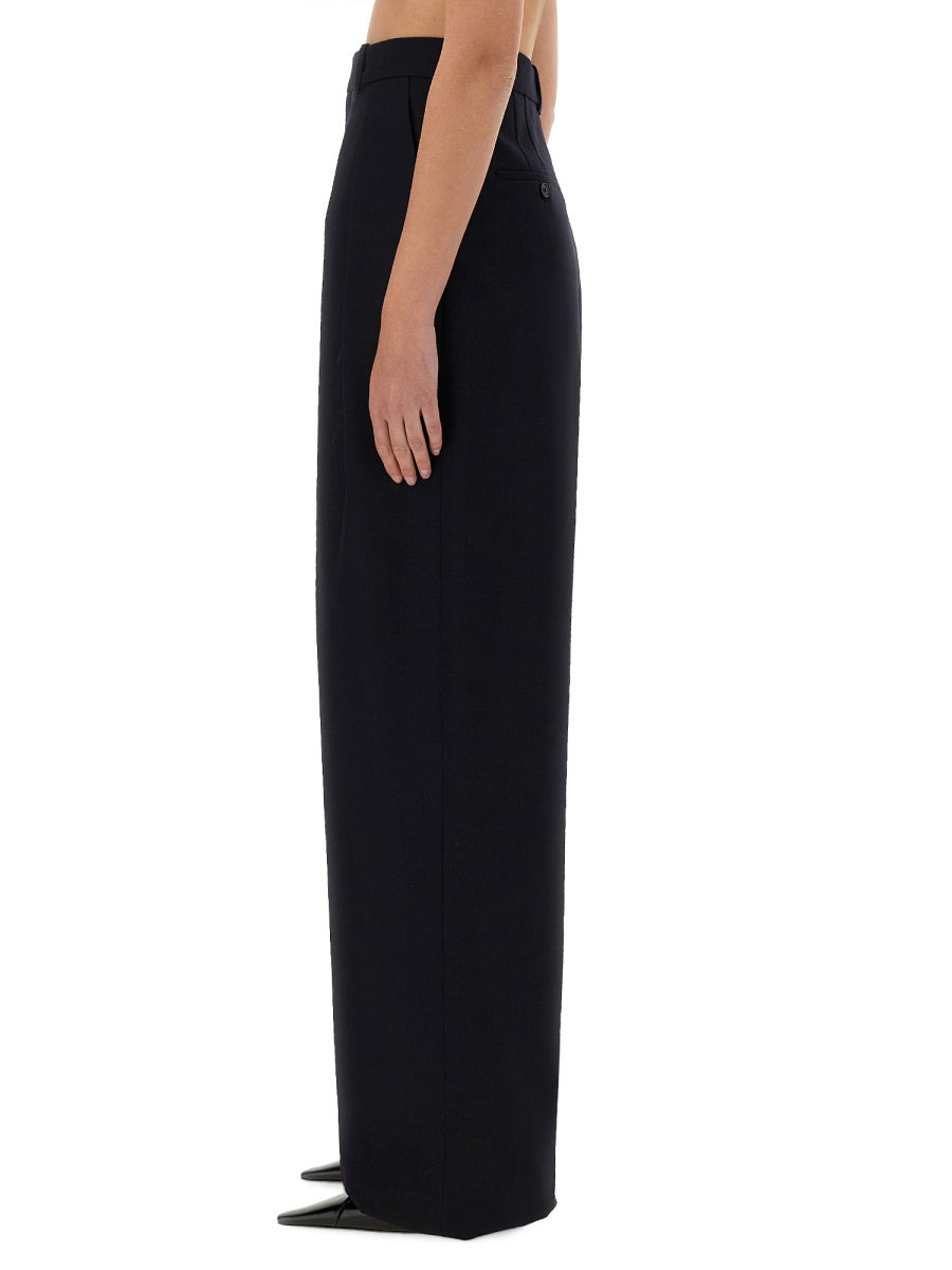 Saint Laurent Women Wide-Leg Pants In Grain De Poudre SAINT LAURENT