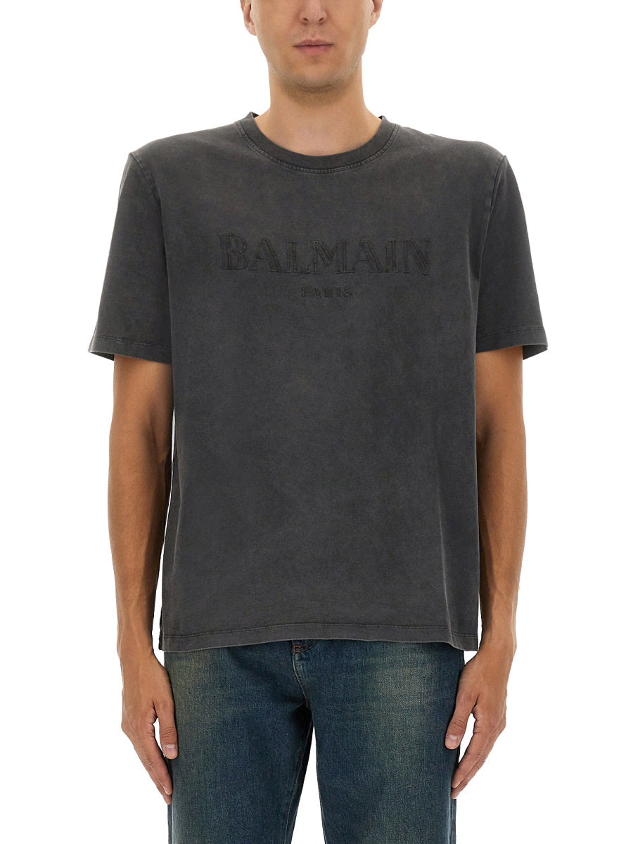 Balmain Men T-Shirt With Logo Embroidery BALMAIN