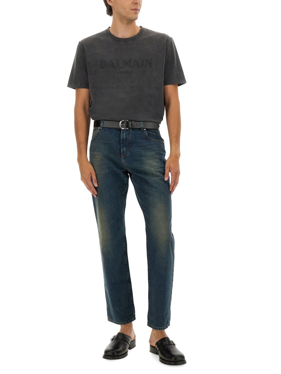 Balmain Men T-Shirt With Logo Embroidery BALMAIN