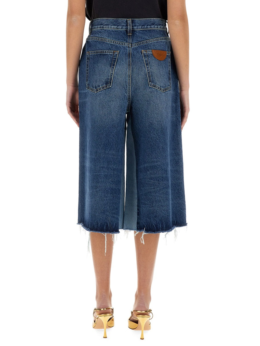 Chloé Women Patchwork Denim Bermuda Shorts CHLOE