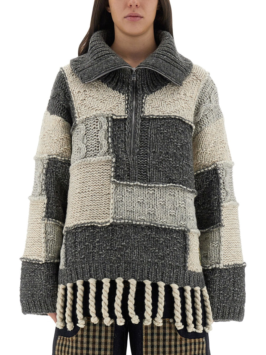 Ganni Women Patchwork Jersey With Bangs GANNI