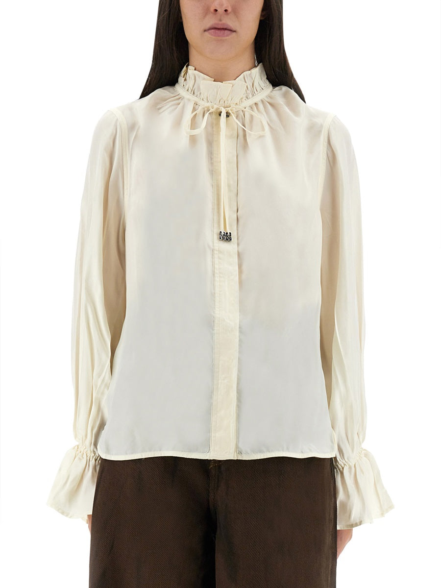 Ganni Women Shirt With Bow GANNI