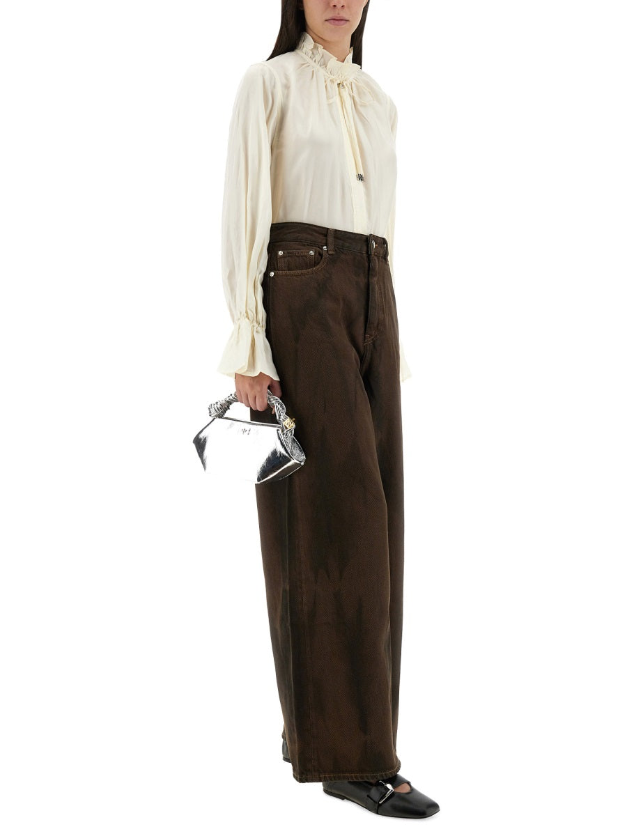 Ganni Women Shirt With Bow GANNI