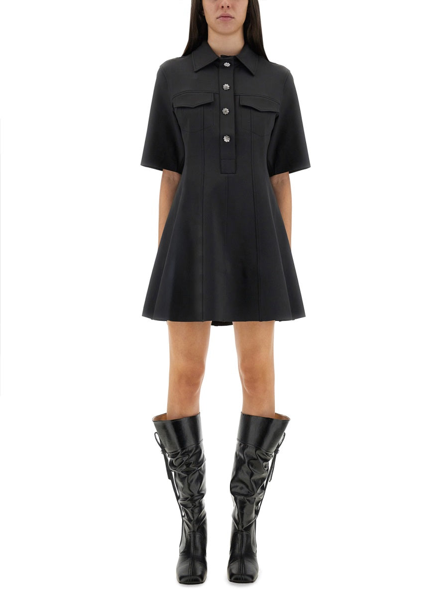 Ganni Women Mini Dress With Scalloped Buttons GANNI