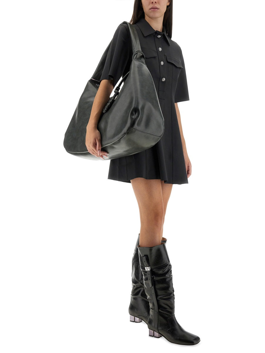 Ganni Women Mini Dress With Scalloped Buttons GANNI