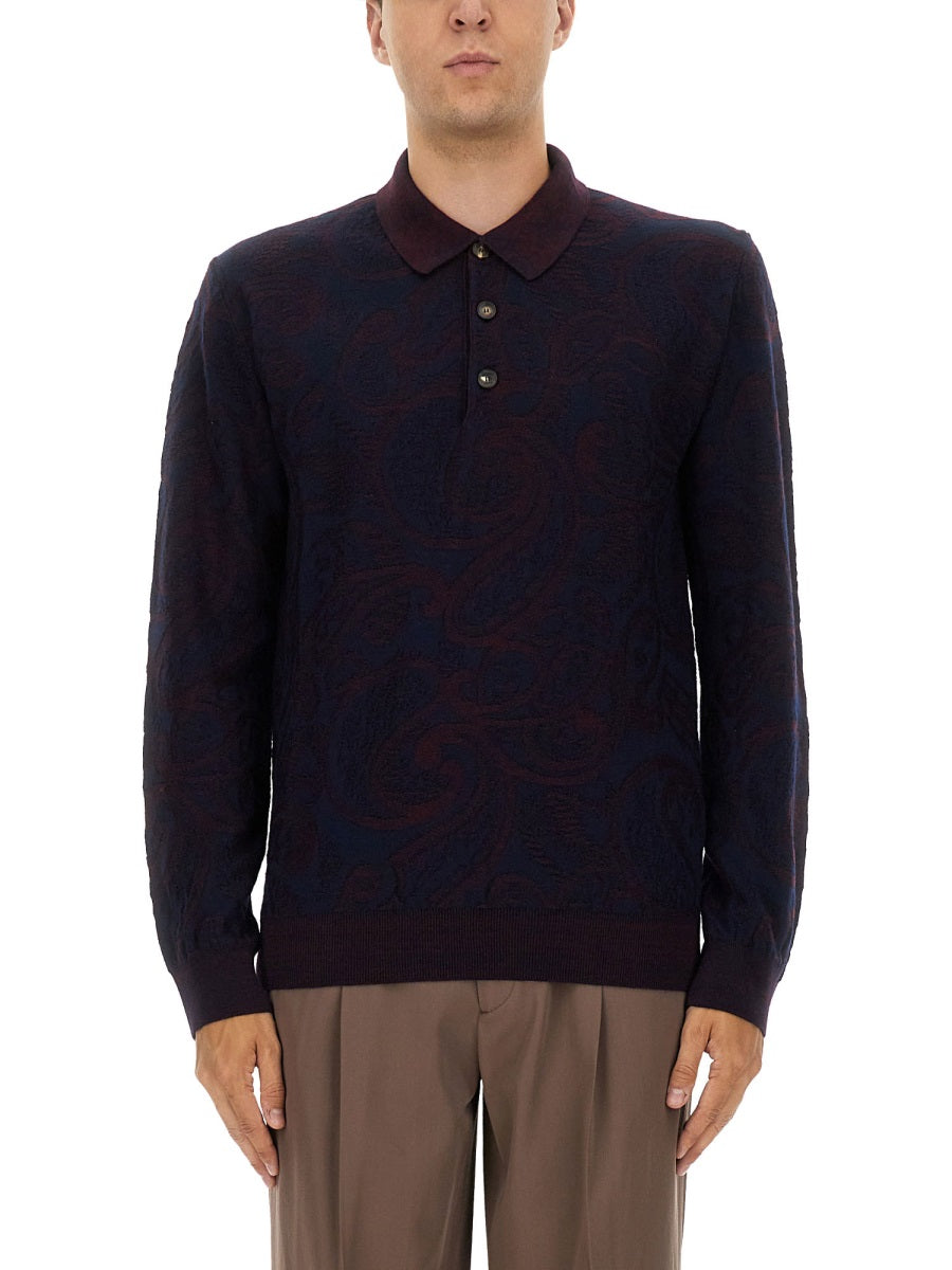 Etro Men Long-Sleeved Polo Shirt