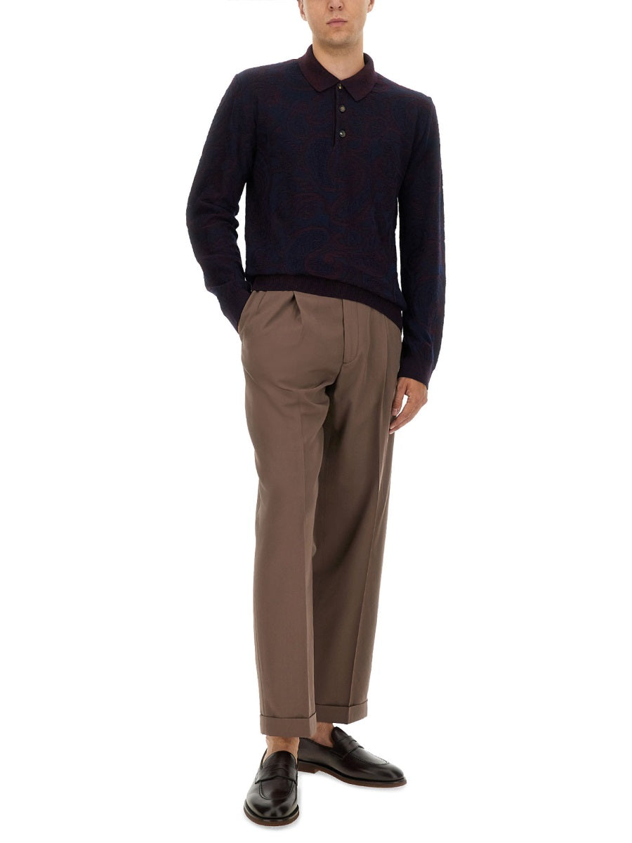 Etro Men Long-Sleeved Polo Shirt